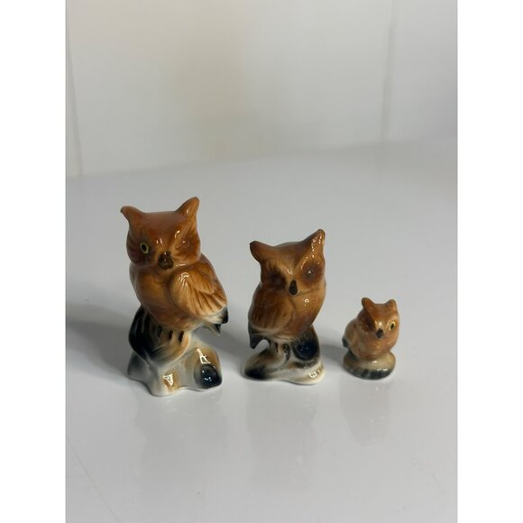 Vintage Set of 3 Porcelain Owl Figurines – Graduated Sizes, 2.25" Collectible - Picture 2 of 8